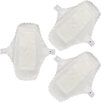 Herbruikbare maandverbanden - Wasbare pads - Menstruatieverzorging - Ademend katoen - 3 stuks - Wit