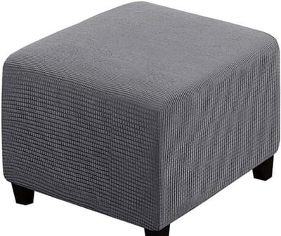 Hoes voor Vierkante Voetenbank - Stretch Corduroy Voetensteun Beschermhoes - Antraciet Grijs (33x33 cm)