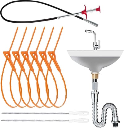 Afvoer Ontstopper Set - Leiding Reiniger - Huishoudelijk Onderhoud - Flexibel En Herbruikbaar - 90 Cm Lengte
