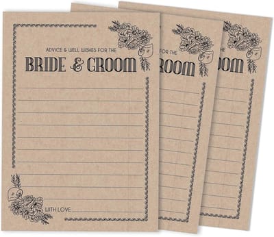 Advieskaarten Set - Wensen Kaartjes - Bruiloft Gastenboek - 50 Stuks Kraft - 5x7 Inch - Rustiek