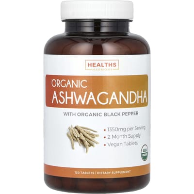 Healths Harmony, biologische ashwagandha, 1350 mg, 120 tabletten (675 mg per tablet)