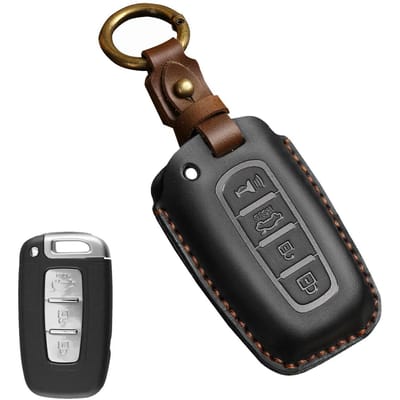 Étui pour clé de voiture Pour Hyundai Ix35 Elantra Sonata 8 9 Pour Kia Sportage K5 K2 Sorento Optima Forte   2013 2014 2012 2011 Housse black