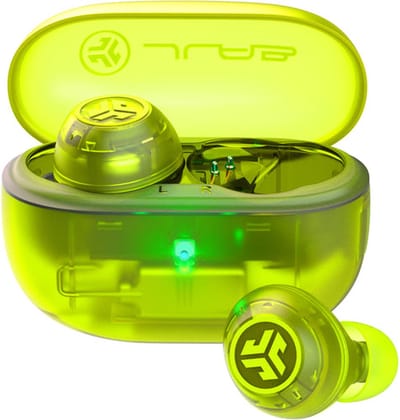 JLab Go Pop ANC Draadloze Oordopjes - Noise Cancelling Oortjes Draadloos - 24 uur Batterijduur - Bluetooth Multipoint - Met Microfoon - Geschikt voor Android en Apple - Clear Neon Green