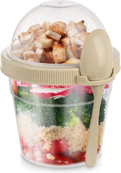 Yoghurtbeker met Lepel Lunchbox 400 ml - Yoghurt en Muesli Beker - Lunchpot - Saladebeker - Salad