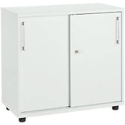 Schäfer Shop Select aanbouwkast met schuifdeuren, van hout, 2 legborden, B 800 mm x D 421 x H 750 mm, lichtgrijs