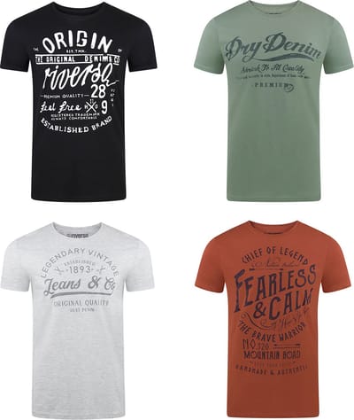 riverso Heren T-Shirt RIVLeon 4 Pack regular fit Veelkleurig M Ronde Hals Volwassenen - gemaakt van 100% katoen