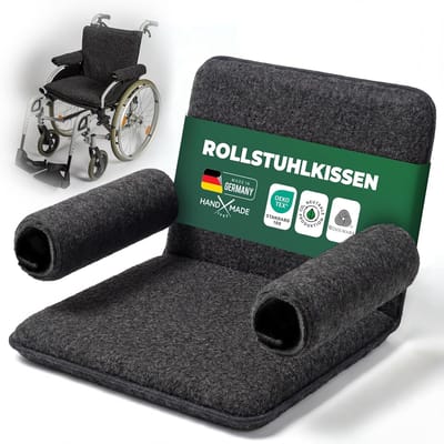 NOVALIV Comfortset voor rolstoelen, antraciet - Ergonomisch zitkussen, gewatteerde armleuningbeschermers - Rolstoelkussen en armleuningkussens, antraciet - Comfortabele rolstoelaccessoires voor dagelijks gebruik en onderhoud