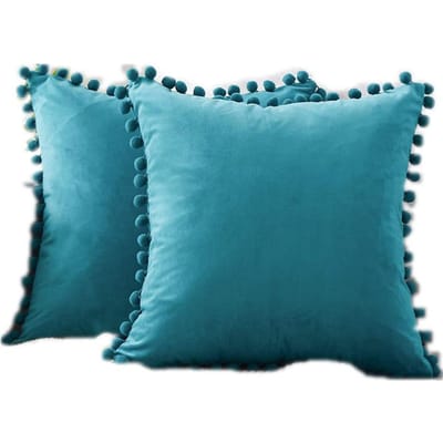 Groen Blauw Grijs Roze Effen Fluweel Decoratieve Kussensloop Zachte Fluwelen Kussensloop Met Pompon Bal Bankkussenhoes 30x50cm 1 PCS 300-500mm marineblauwe kleur