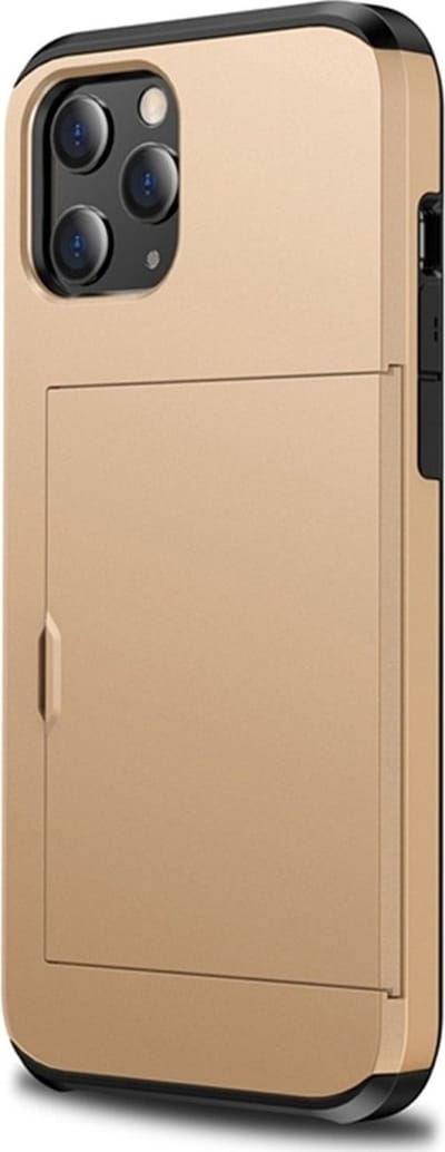 Mobiq pashouder hoesje geschikt voor iPhone 12 Pro / geschikt voor iPhone 12 | vakje voor pasjes Goud