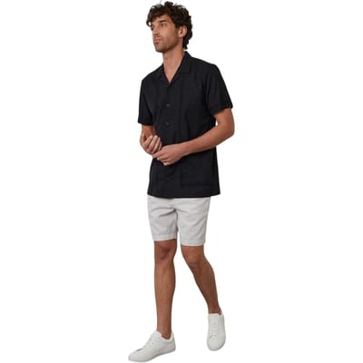 Threadbare Heren Geborduurde Kraag Korte Mouwen Bowling Shirt (Zwart)