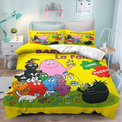 Nieuwe 3D Print Cartoon L-Les & B-Barbapapa Beddengoedset Dubbel Eenpersoons Kingsize Dekbedovertrek Dekbed Kussensloop Jongens Meisjes Volwassenen Slaapkamer 70x133cm 2pcs