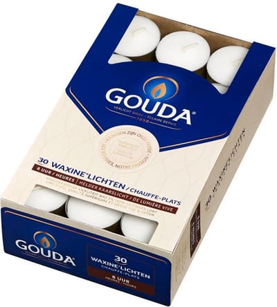 Gouda - Theelichten - 8 Uur 30 Stuks Wit - waxinelichten