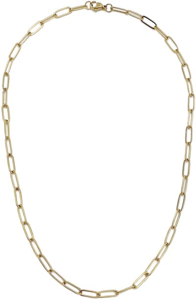 H-Beau - Collier – Paperclip - 95 cm – Lange - Halsketting - Verguld - Roestvrij staal - Platte - Schakelketting - Goud - Unisex