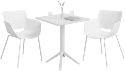 CLP Norva tuinmeubelset - 2 loungestoelen - vierkante tafel - weerbestendige balkonset - voor terras en tuin - wit