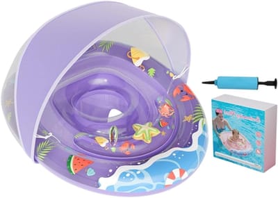 Kinder Zwemring - Drijfhulp Baby - Waterpret Zomer - Met Zonnekap - 90x78x20cm - Paars