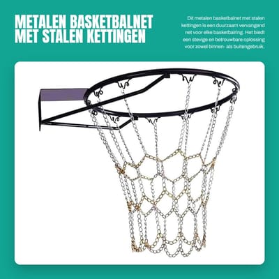 Dailygoods- Basketbalnet Lichtgewicht - Stalen Kettingen - Vervangend Net - Duurzaam - Roestvrij - Geschikt voor Binnen/Buiten - Basketbalkorf