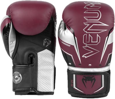 Bokshandschoenen - Trainingshandschoenen - Sporten - Handgemaakt in Thailand - 10 Oz - Bordeauxrood Zilver