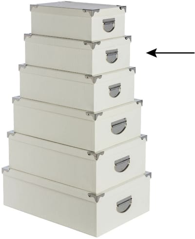 5Five Opbergdoos/box - 2x - ivoor wit - L32 x B21.5 x H12 cm - Stevig karton - Crocobox