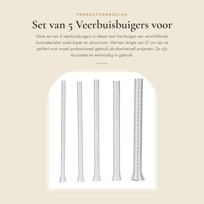 Dailygoods- Buigmachine 21 cm - Veerbuisbuigmachine - Stalen Buigmachine - Elektrische Buigslang - Slangbuiggereedschap - 5 Stuks - Buiggereedschap