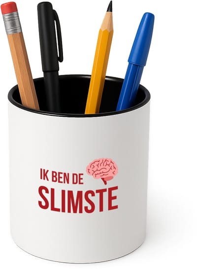 Hacebo® - Ik ben de slimste Pennenbakje - Zelfvertrouwen - iemand die heel slim is - pennenhouder - quote - cadeautje voor een slim persoon - nerd - kado - cadeau - gift - geschenk - verrassing - slimme mensen - Pennenbakje zwart