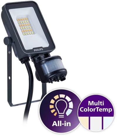 Philips - LED Breedstraler Ledinaire BVP167 10W 1200lm 110D - 830-840-865 CCT | IP65 - Bewegings- en Lichtsensor - Symmetrisch