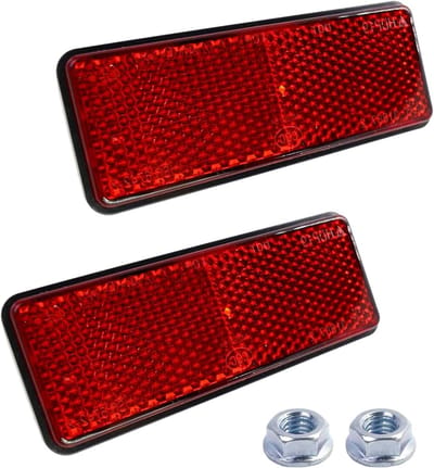 Set van 2 E4 Reflectoren voor Motorfiets en Fiets, Multifunctionele Achterreflectoren, Universeel en Veiligheidsverlichting (Rood)