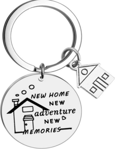 Fako Bijoux - Sleutelhanger New Home, New Adventure, New Memories - Huis - Sleutelring Tekst - Cadeau - Geschenk - Zilverkleurig