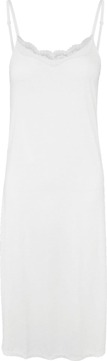 Dames Onderjurk Lang met kant 120CM - Nachtjurk - Slaapjurk - Microfiber - Anti-Schuren - Wit - Maat S/M - GBTW-718