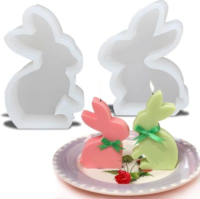 Easter Rabbit Siliconen Mallen voor Taartdecoratie, Chocolade en Kaarsen DIY - 2 Stuks