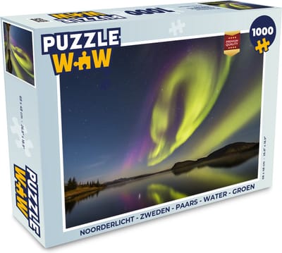 Puzzel Noorderlicht - Zweden - Paars - Water - Groen - Legpuzzel - Puzzel 1000 stukjes volwassenen