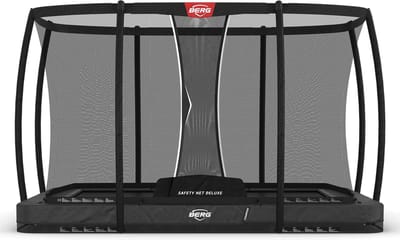 BERG Ultim Champion InGround 330 Trampoline - Rechthoekig - Safety Net Deluxe - AirFlow Pro Springdoek - TwinSpring - Grijs