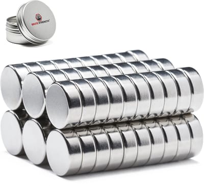 Brute Strength - Super sterke magneten - Rond - 15 x 5 mm - 60 Stuks - Geschikt voor radiatorfolie - Neodymium magneet sterk - Magneten koelkast - Whiteboard magneten - Kleine magneetjes - Mini magneetjes - Platte magneet - Koelkast magneten