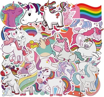 Winkrs - Eenhoorn Sticker mix - Stickers 5x7CM - pakket 50 stuks - Stickers voor kinderen/meisjes