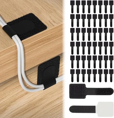 Kabelbeheer Set van 50 Stuks voor Onder Bureau - Organiseer Kabels voor Telefoon, Laptop en PC, HDMI, USB, Ethernet (Zwart)