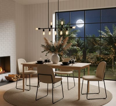 Eettafel Rechthoekig 220x90 cm Naturel Eiken Fineer – Luxe Moderne Tafel voor Woonkamer en Eethoek – Novihome