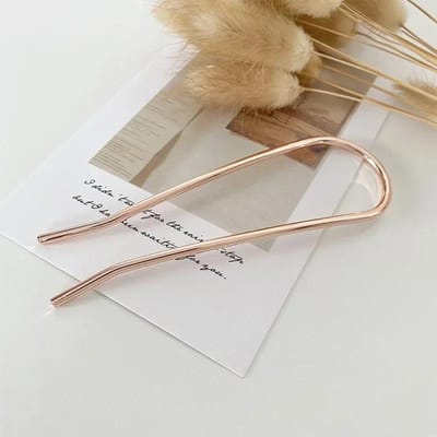Petite épingle à cheveux en forme de U Minimaliste Fourchette à cheveux Bâton à cheveux en alliage Pince à cheveux tendance Accessoire pour cheveux rose or