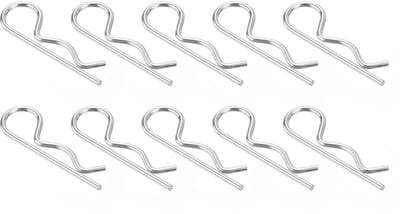 10 stuks 3 mm x 65 mm 304 roestvrij staal R-vormige veerstekkers R-clips veerstekker bevestigingselement voor huishoudelijke apparaten sportuitrusting automonteur reparatie (zilver)