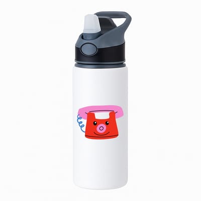 Hacebo® - Telefoon waterfles met rietje zwart - Kind - Kinderen - Speelgoed - mobiel - cadeau - water fles - 650ML