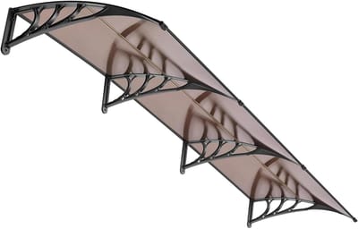 Raamdeurluifel - Overkapping luifel - Weerbescherming buiten - Tweedelig polycarbonaat paneel - 300 x 100 cm - Bruin
