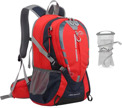 CarryQuest® - 25L Hydratatie Rugzak - Polyester Fiets- & Wandelrugzak met 2L Waterzak, Drinksysteem, Rugventilatie & Front-/Toploader - Outdoor, Wandelen & Fietsen - 45x30x19 cm - Rood