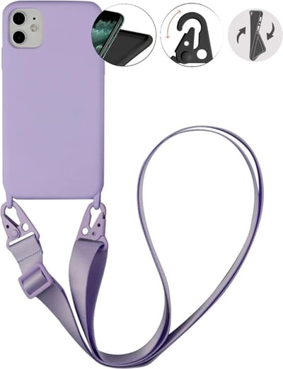 Telefoonhoesje met afneembaar koord voor de iPhone 15 PLUS - Paars