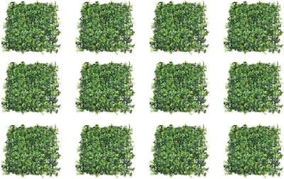 Kunstgras Panelen - Groene Wand - Decoratie Binnen Buiten - Hoge Dichtheid Bladeren - 12 Stuks 50cm - Groen