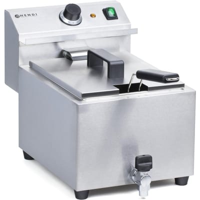 HENDI Profi Line friteuse – 8 liter – met aftapkraan – lichtgrijs – 230V/3500W