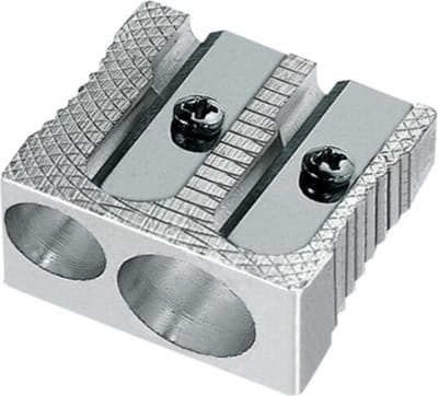 Jumada - Puntenslijper dubbel metaal - 2 gaten - Metaal - School - Potloden - Zilver
