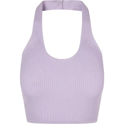 Urban Classics - Rib Knit Crossed Neckholder Crop top - M - Pastelpaars