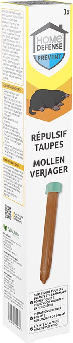Home Defense - Mollenverjager - Infrasoon - 800m2 Bereik - Diervriendelijke ongediertebestrijding - Veilig voor kinderen en huisdieren - Ontmoller - Mollenbestrijding