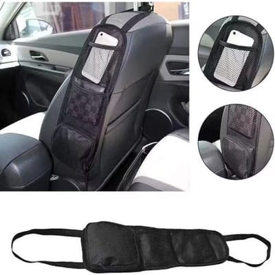 Autostoel Organizer met Meerdere Vakken voor Opslag - Stof hangend achterbank accessoire met netvakken, multifunctionele organizer voor aan de muur 1 zwart