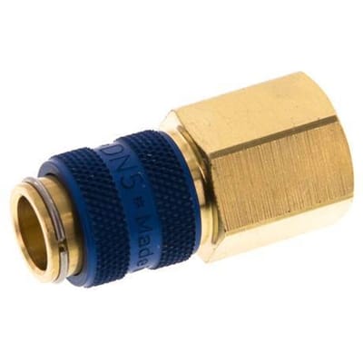 Messing DN 5 Blauw Luchtkoppeling Snelkoppeling G 1/4 inch Binnendraad - CLS5-F-B-BLU-014