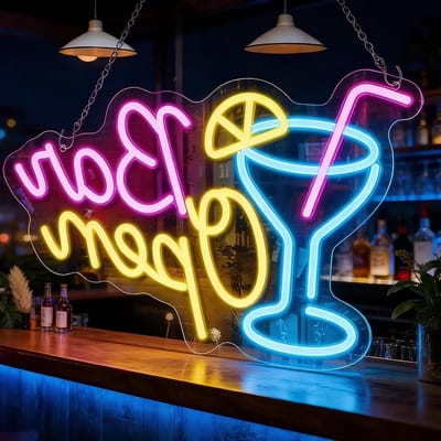 Verlichte Neon Cocktail Sign 42 x 27 cm - LED Barverlichting voor Thuis, Club en Feestjes
