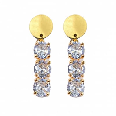 Clip oorbellen- Goudkleurig- Zirkonia- lang- geen gaatje-Charme Bijoux